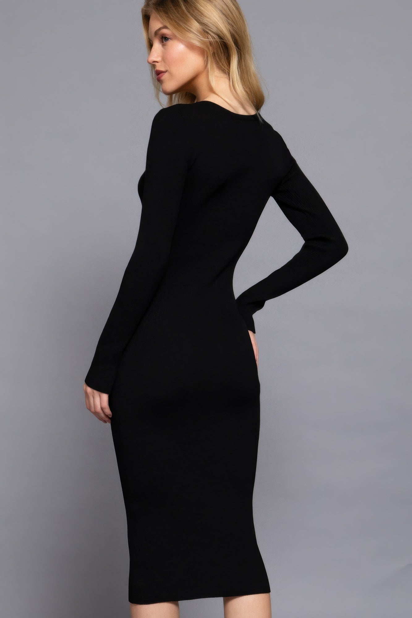 Henley Neck Midi Sweater Dress | Mixtshop LLC