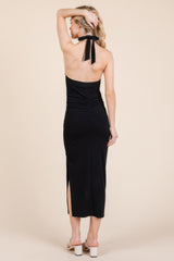 Halter Tied Criss-cross Midi Ribbed Dress | Mixtshop LLC