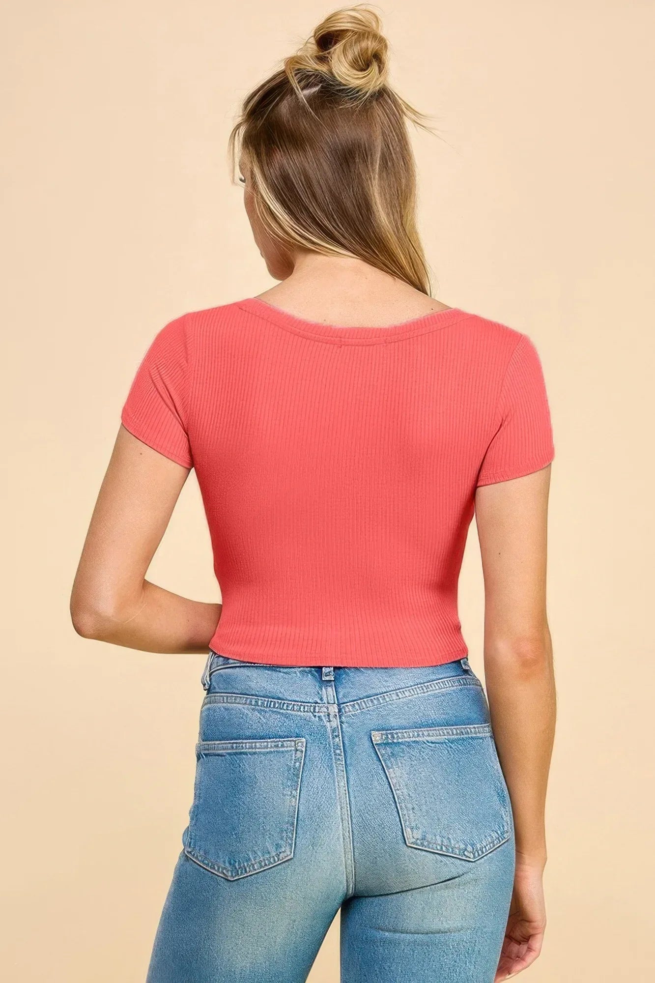 Short Sleeve V-neck Crop Top | Mixtshop LLC