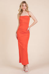 Asymmetry Ruched Double Layered Maxi Dress | Mixtshop LLC