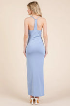 Asymmetry Ruched Double Layered Maxi Dress | Mixtshop LLC