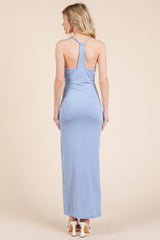 Asymmetry Ruched Double Layered Maxi Dress | Mixtshop LLC