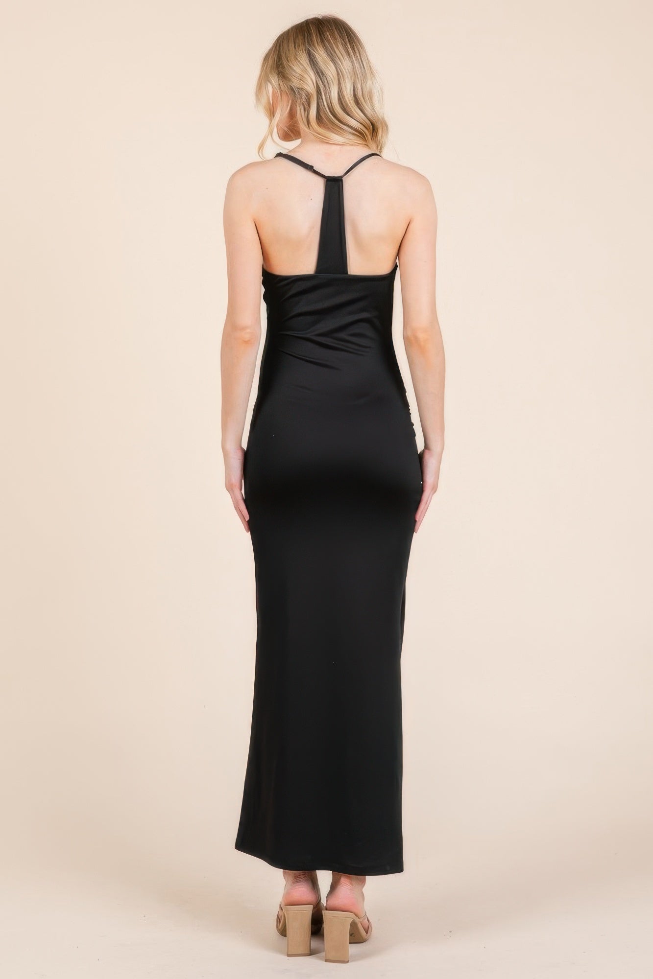 Asymmetry Ruched Double Layered Maxi Dress | Mixtshop LLC