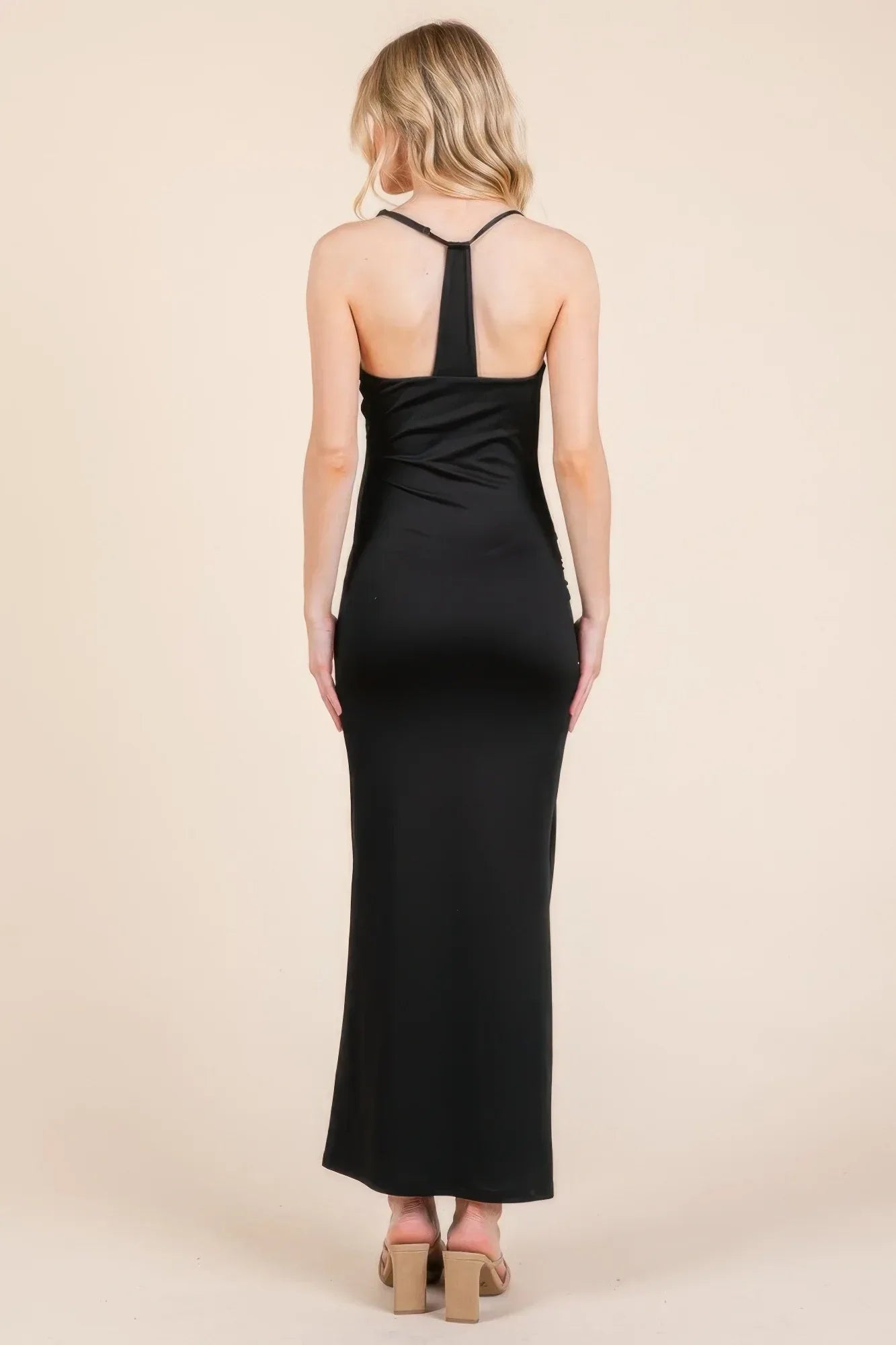 Asymmetry Ruched Double Layered Maxi Dress | Mixtshop LLC