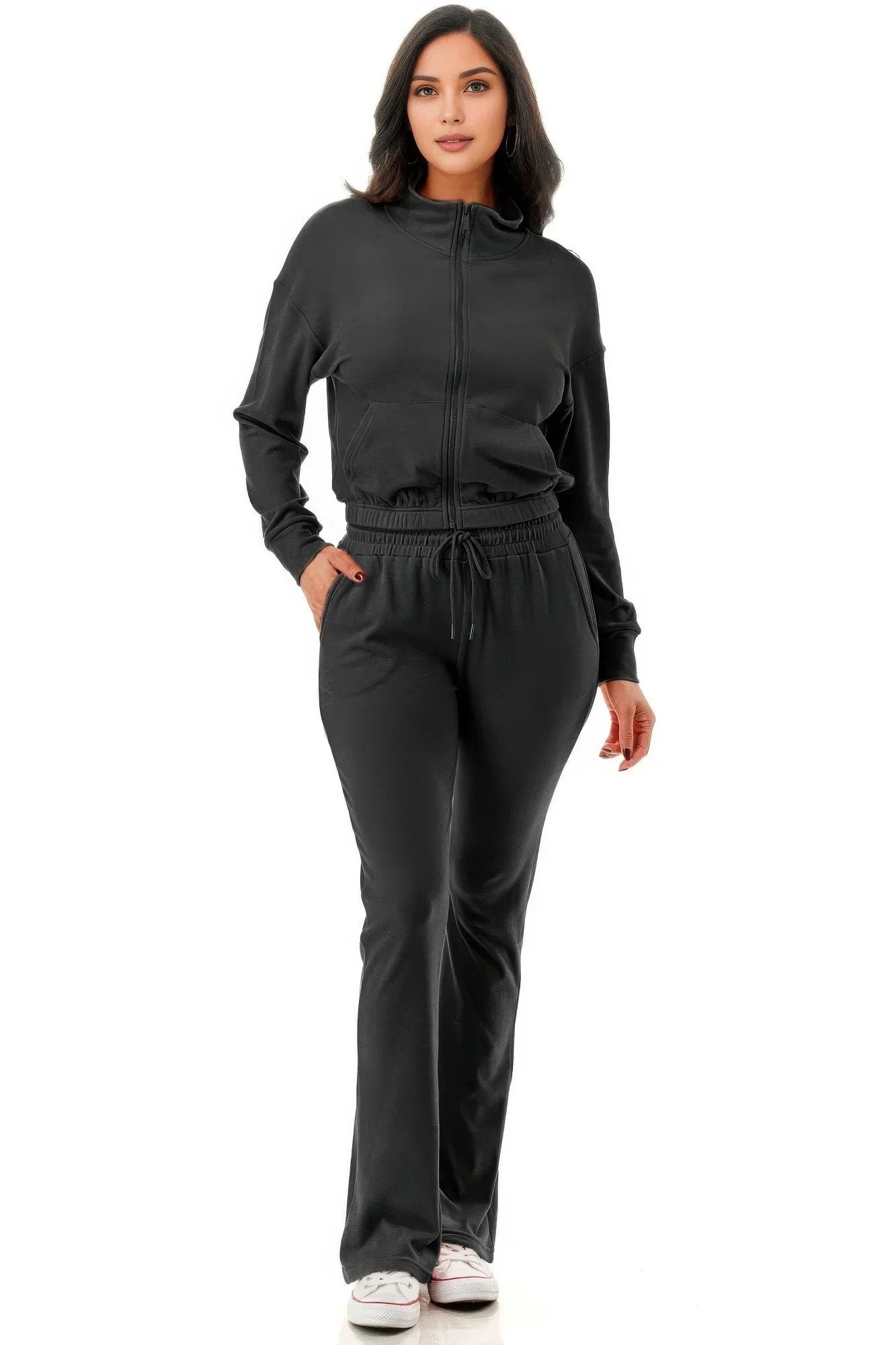 Thermal Crop Jacket With Flare Pants Set | Mixtshop LLC