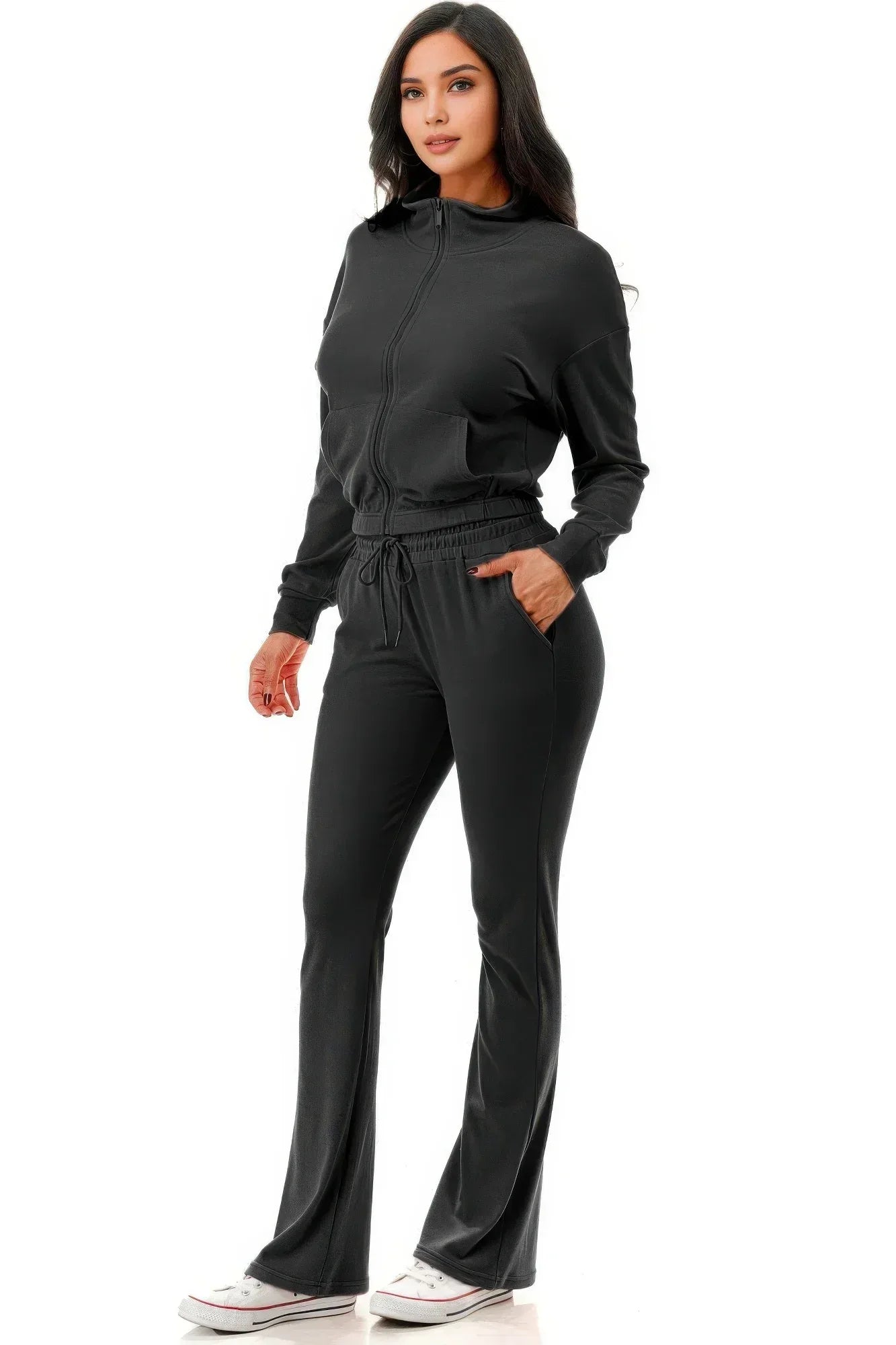 Thermal Crop Jacket With Flare Pants Set | Mixtshop LLC