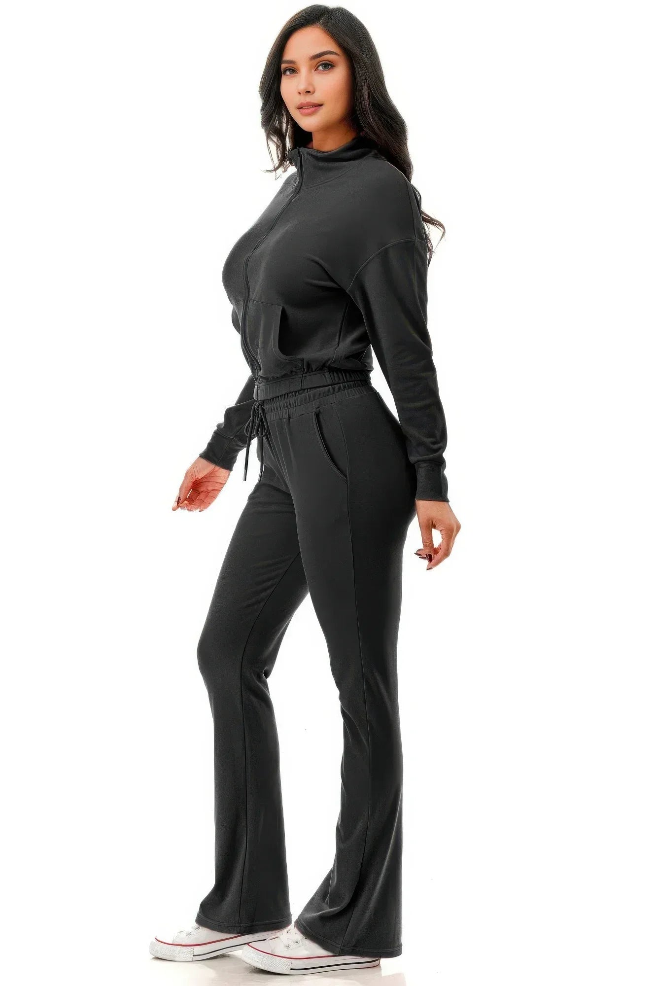 Thermal Crop Jacket With Flare Pants Set | Mixtshop LLC