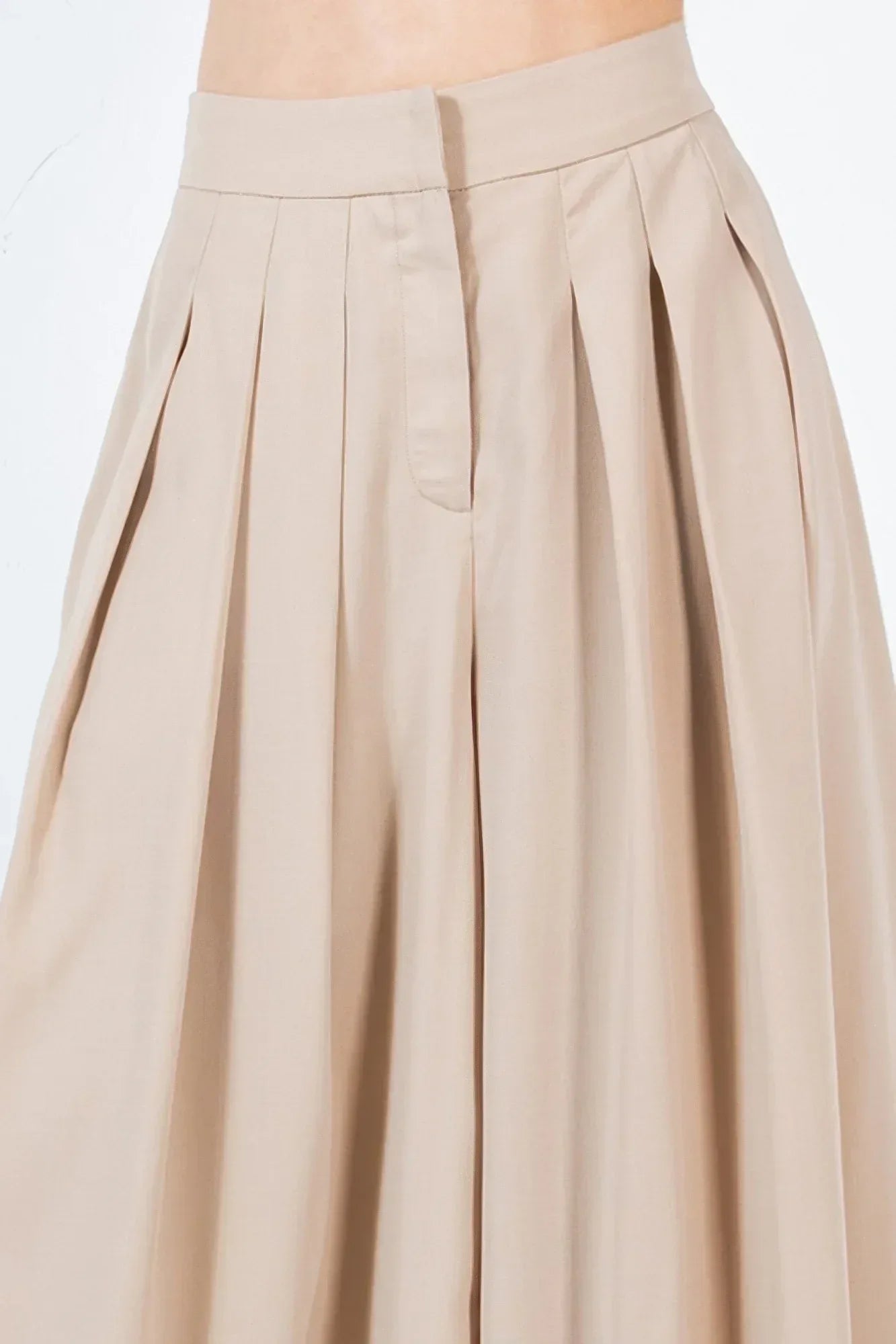 Large Hem Wide Leg Pleated Solid Pants | Mixtshop LLC