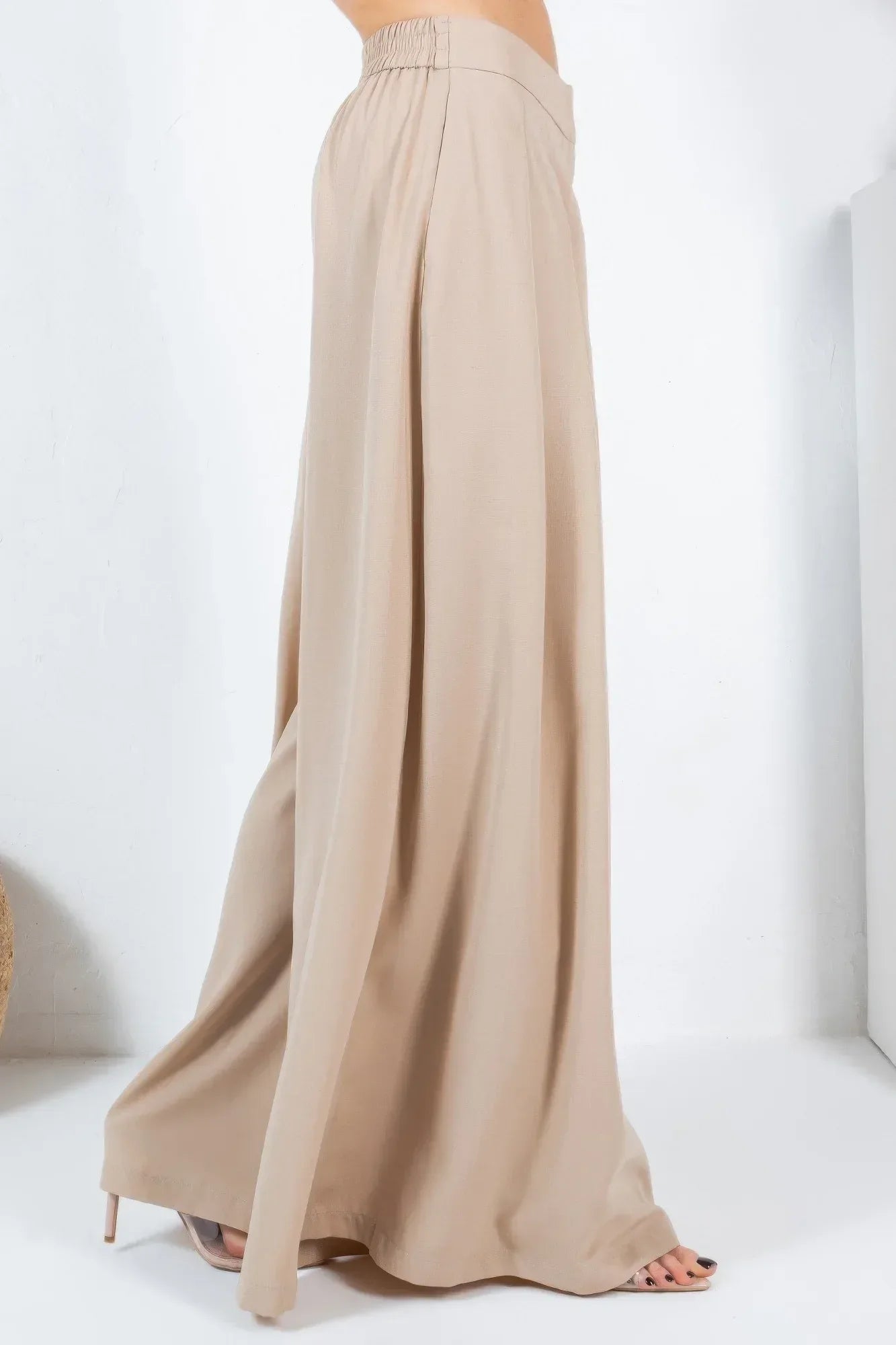 Large Hem Wide Leg Pleated Solid Pants | Mixtshop LLC
