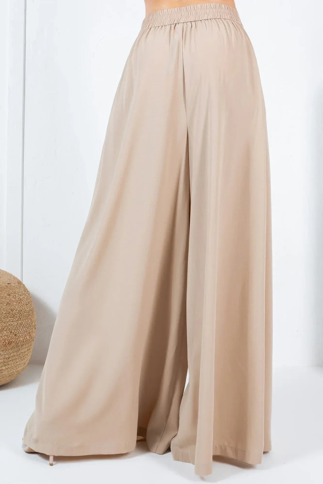 Large Hem Wide Leg Pleated Solid Pants | Mixtshop LLC