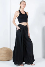 Large Hem Wide Leg Pleated Solid Pants | Mixtshop LLC