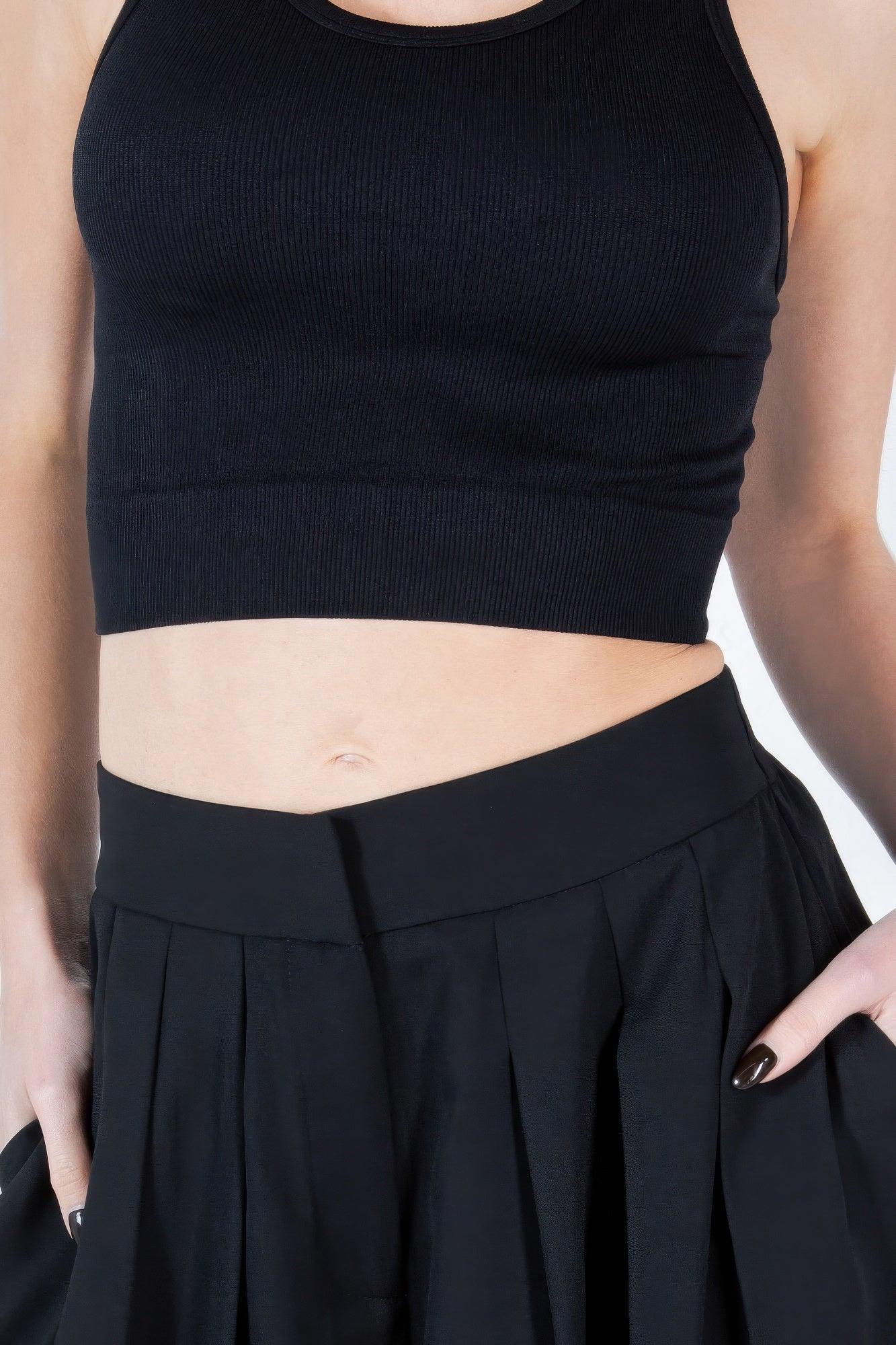 Large Hem Wide Leg Pleated Solid Pants | Mixtshop LLC