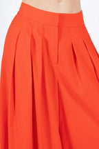 Large Hem Wide Leg Pleated Solid Pants | Mixtshop LLC
