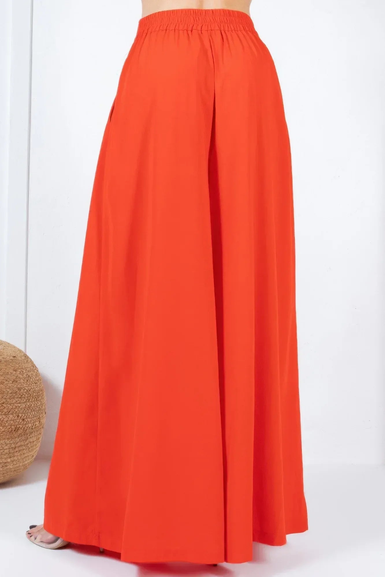 Large Hem Wide Leg Pleated Solid Pants | Mixtshop LLC