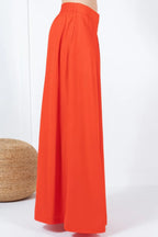 Large Hem Wide Leg Pleated Solid Pants | Mixtshop LLC