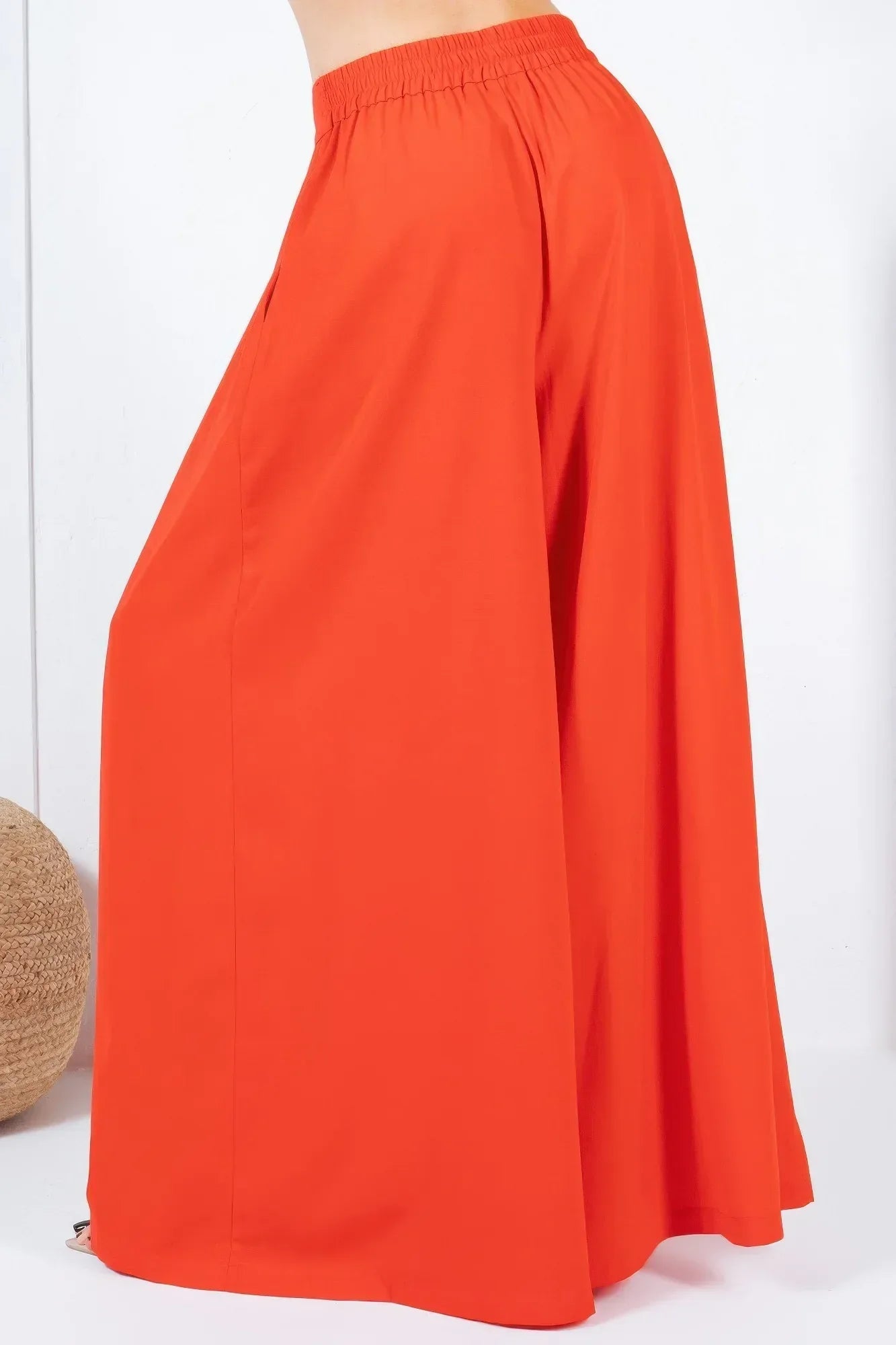 Large Hem Wide Leg Pleated Solid Pants | Mixtshop LLC