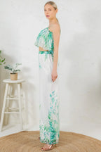 Printed Crop Top & Wide Leg Long Pants Set | Mixtshop LLC