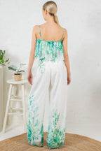 Printed Crop Top & Wide Leg Long Pants Set | Mixtshop LLC