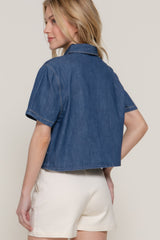 Short Sleeve Boxy Denim Shirt | Mixtshop LLC