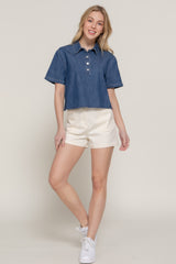Short Sleeve Boxy Denim Shirt | Mixtshop LLC
