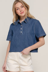 Short Sleeve Boxy Denim Shirt | Mixtshop LLC