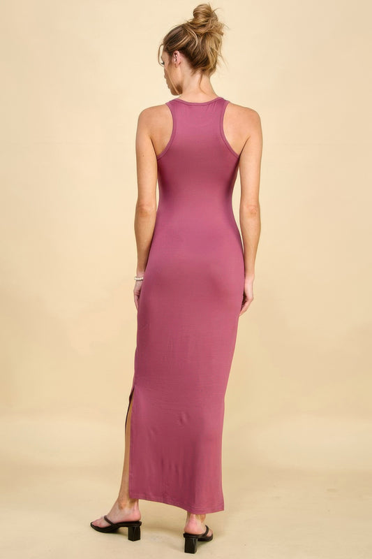 High Neck Side Slit Max Dress | Mixtshop LLC