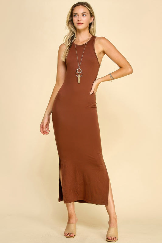 High Neck Side Slit Max Dress | Mixtshop LLC