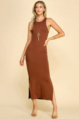 High Neck Side Slit Max Dress | Mixtshop LLC