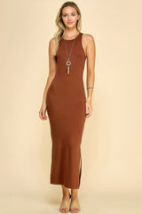 High Neck Side Slit Max Dress | Mixtshop LLC