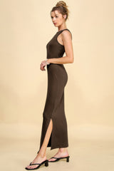 High Neck Side Slit Max Dress | Mixtshop LLC