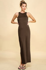 High Neck Side Slit Max Dress | Mixtshop LLC