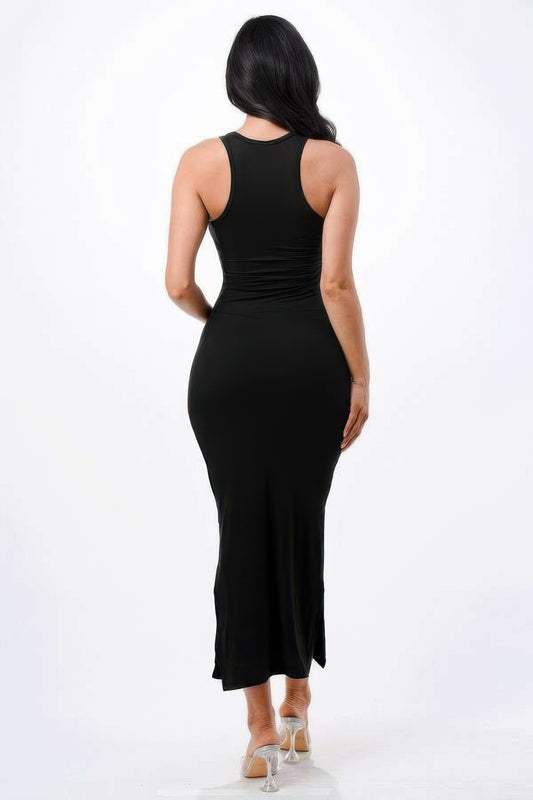 High Neck Side Slit Max Dress | Mixtshop LLC