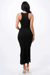 High Neck Side Slit Max Dress | Mixtshop LLC