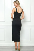 Double Layered Ribbed Double Scoop Tank Maxi Dress | Mixtshop LLC