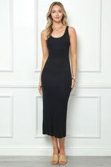 Double Layered Ribbed Double Scoop Tank Maxi Dress | Mixtshop LLC