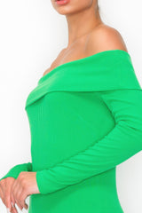 Off-shoulder Rib Midi Dress | Mixtshop LLC