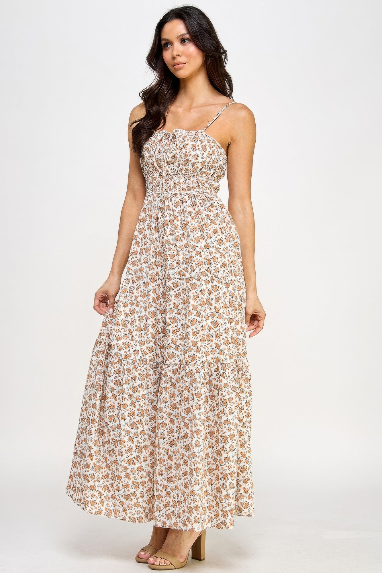 Floral Smocked Ruffle Maxi Dress | Mixtshop LLC