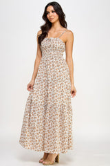 Floral Smocked Ruffle Maxi Dress | Mixtshop LLC