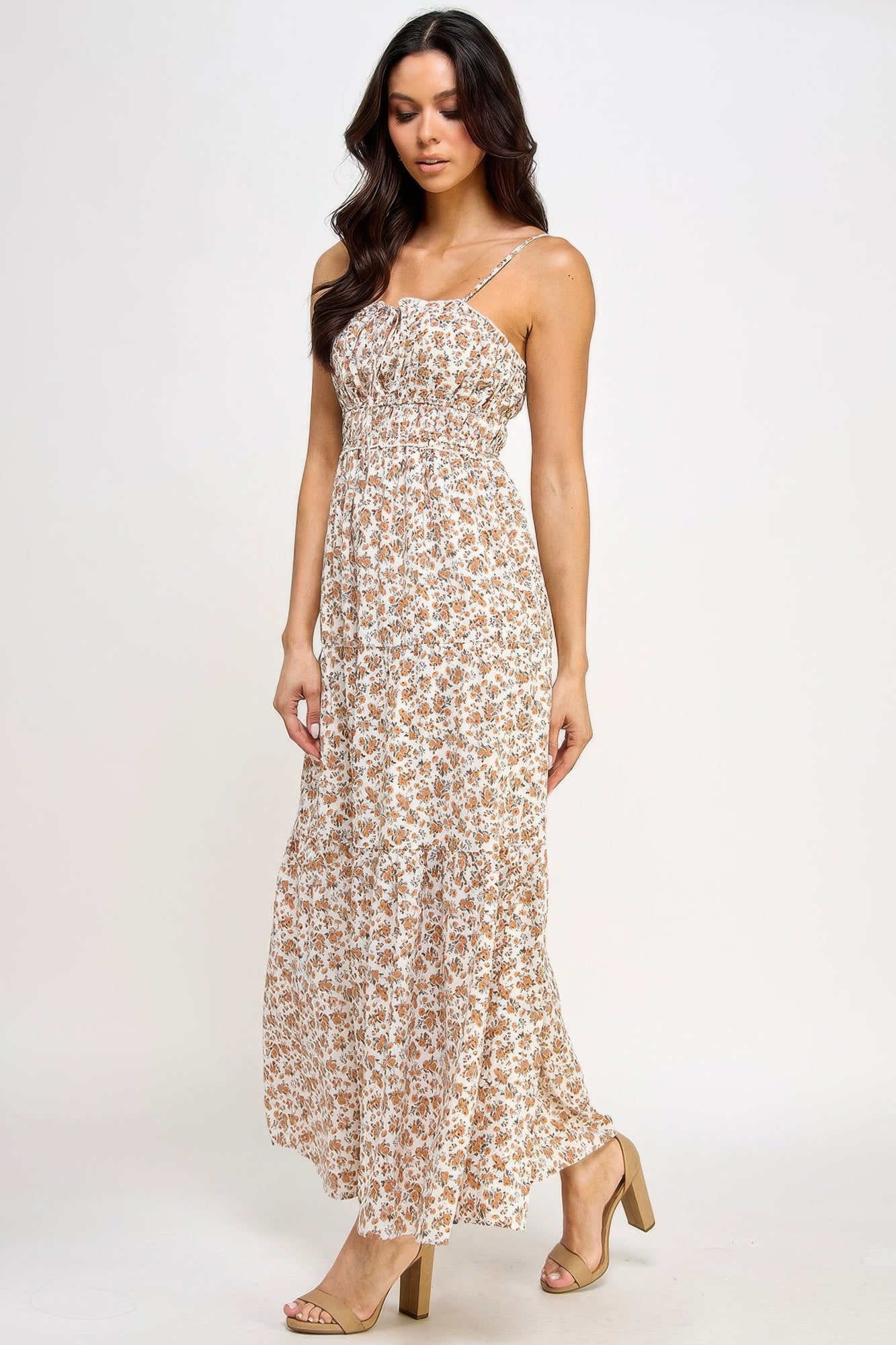 Floral Smocked Ruffle Maxi Dress | Mixtshop LLC
