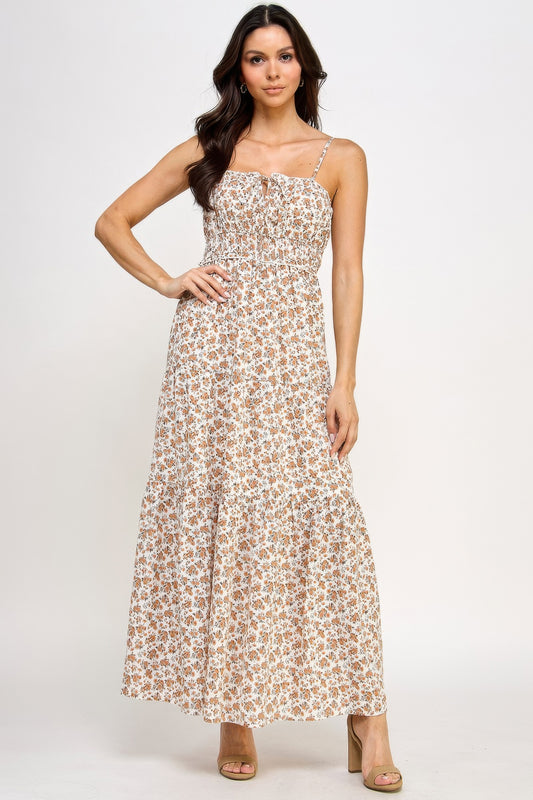 Floral Smocked Ruffle Maxi Dress | Mixtshop LLC