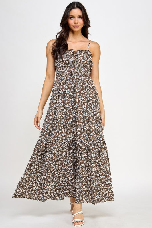 Floral Smocked Ruffle Maxi Dress | Mixtshop LLC