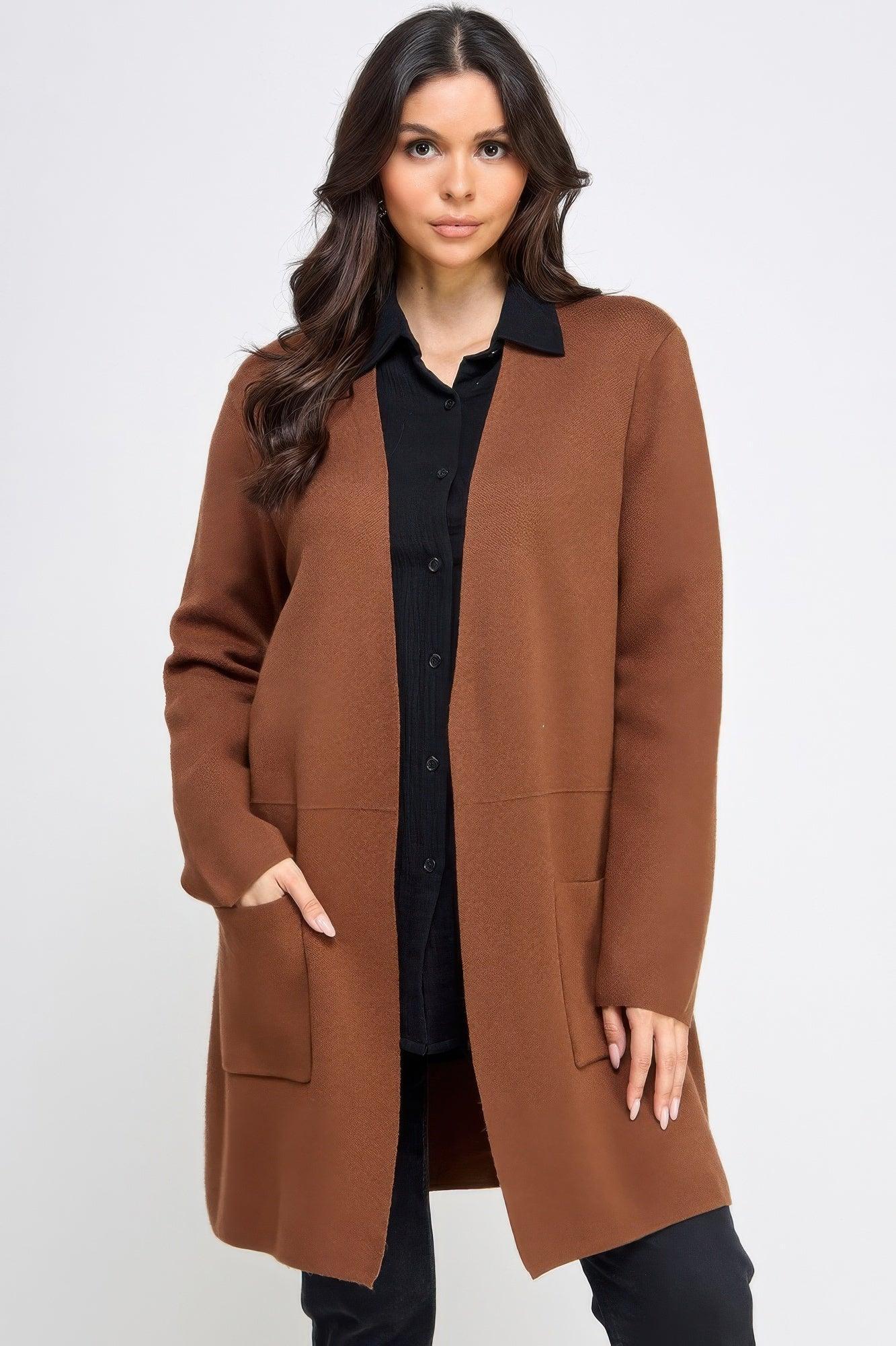 Basic Soft Long Line Open Front Sweater Cardigan | Mixtshop LLC