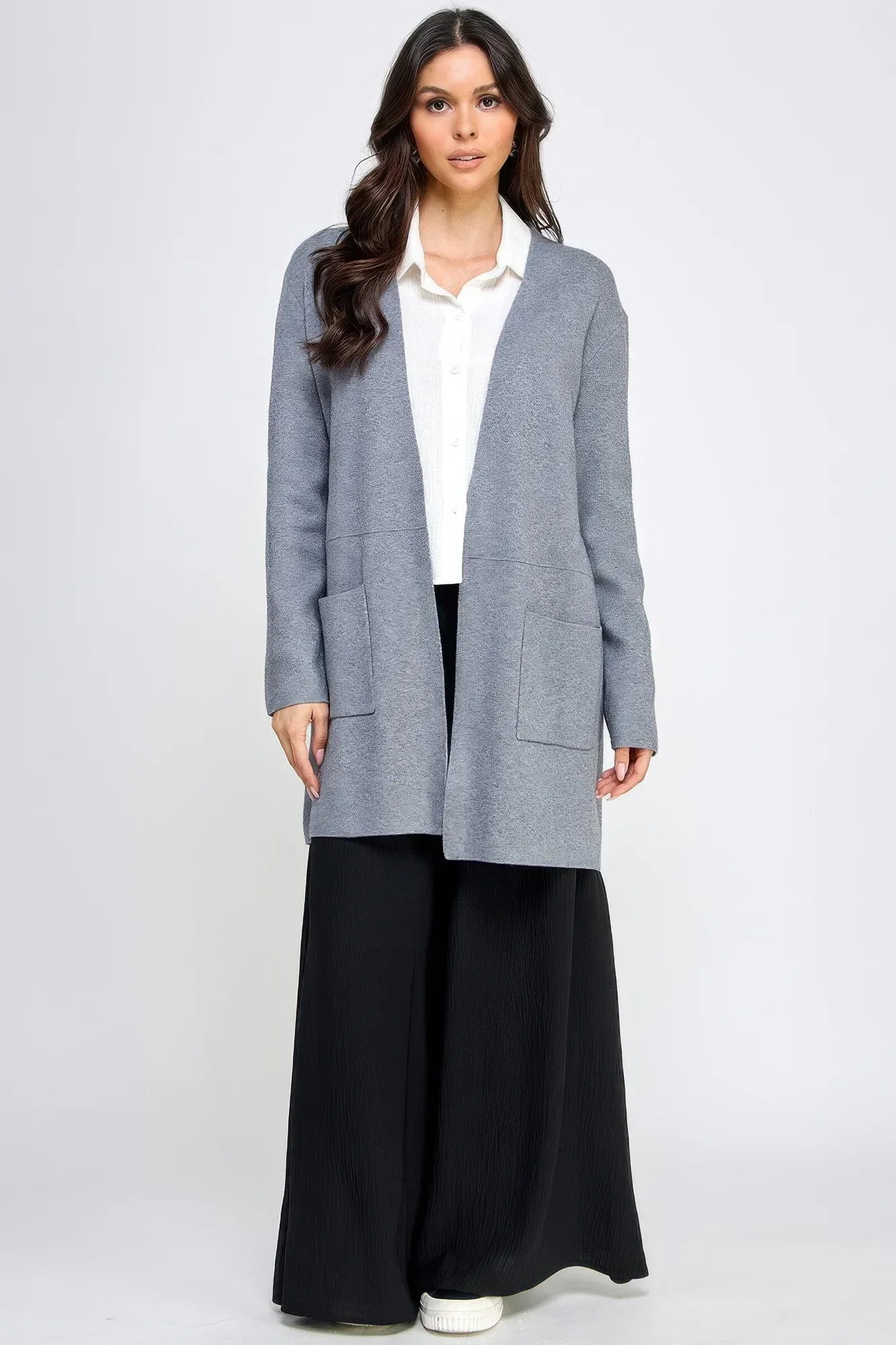 Basic Soft Long Line Open Front Sweater Cardigan | Mixtshop LLC