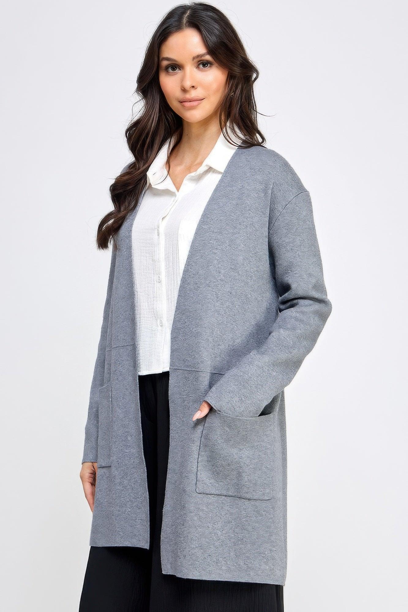 Basic Soft Long Line Open Front Sweater Cardigan | Mixtshop LLC