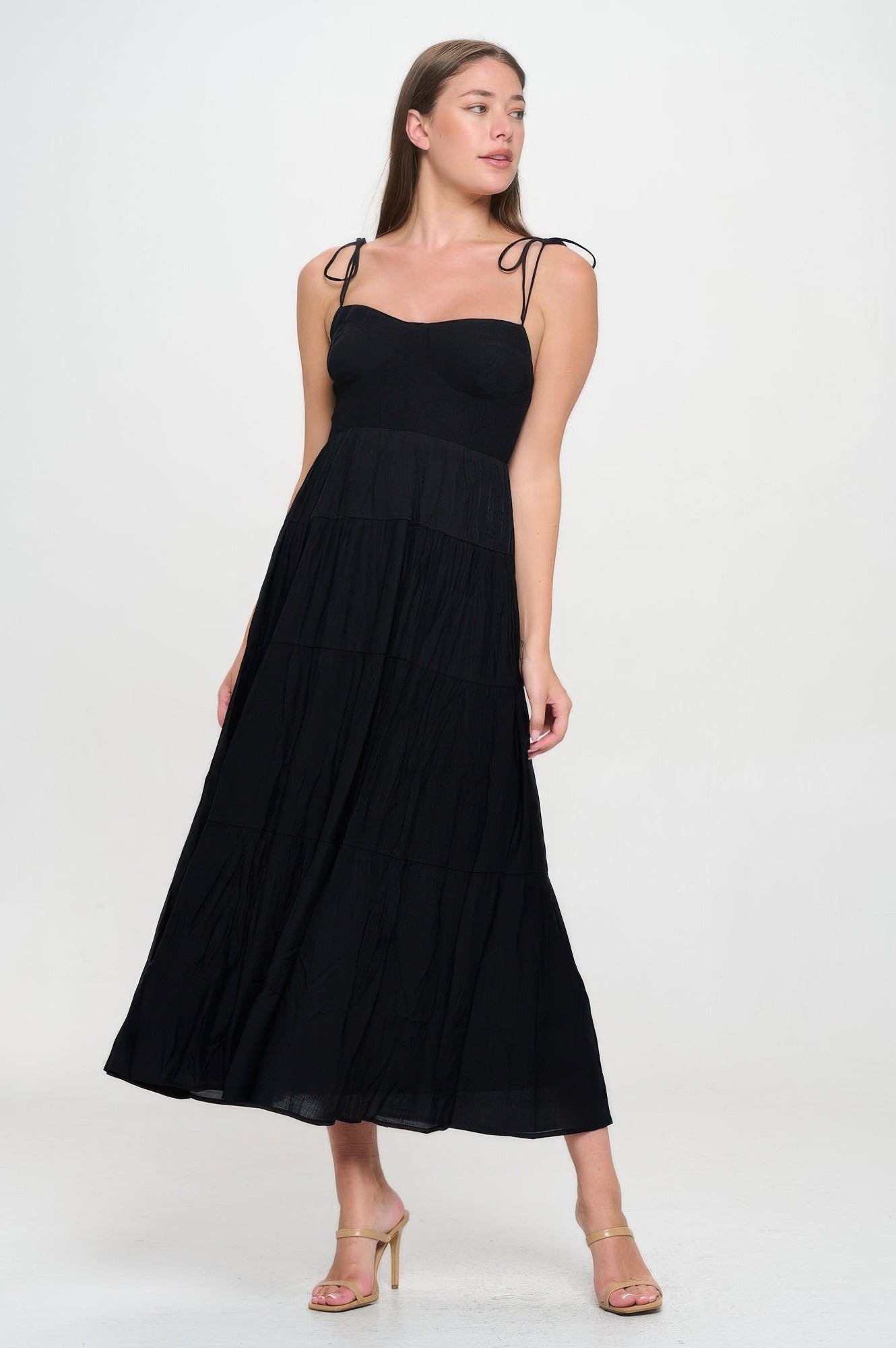 Solid Smocked Ruffle Maxi Dress | Mixtshop LLC