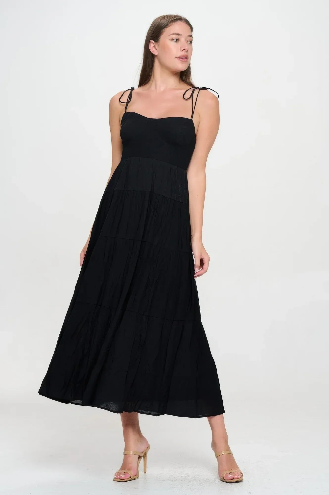 Solid Smocked Ruffle Maxi Dress | Mixtshop LLC Main image