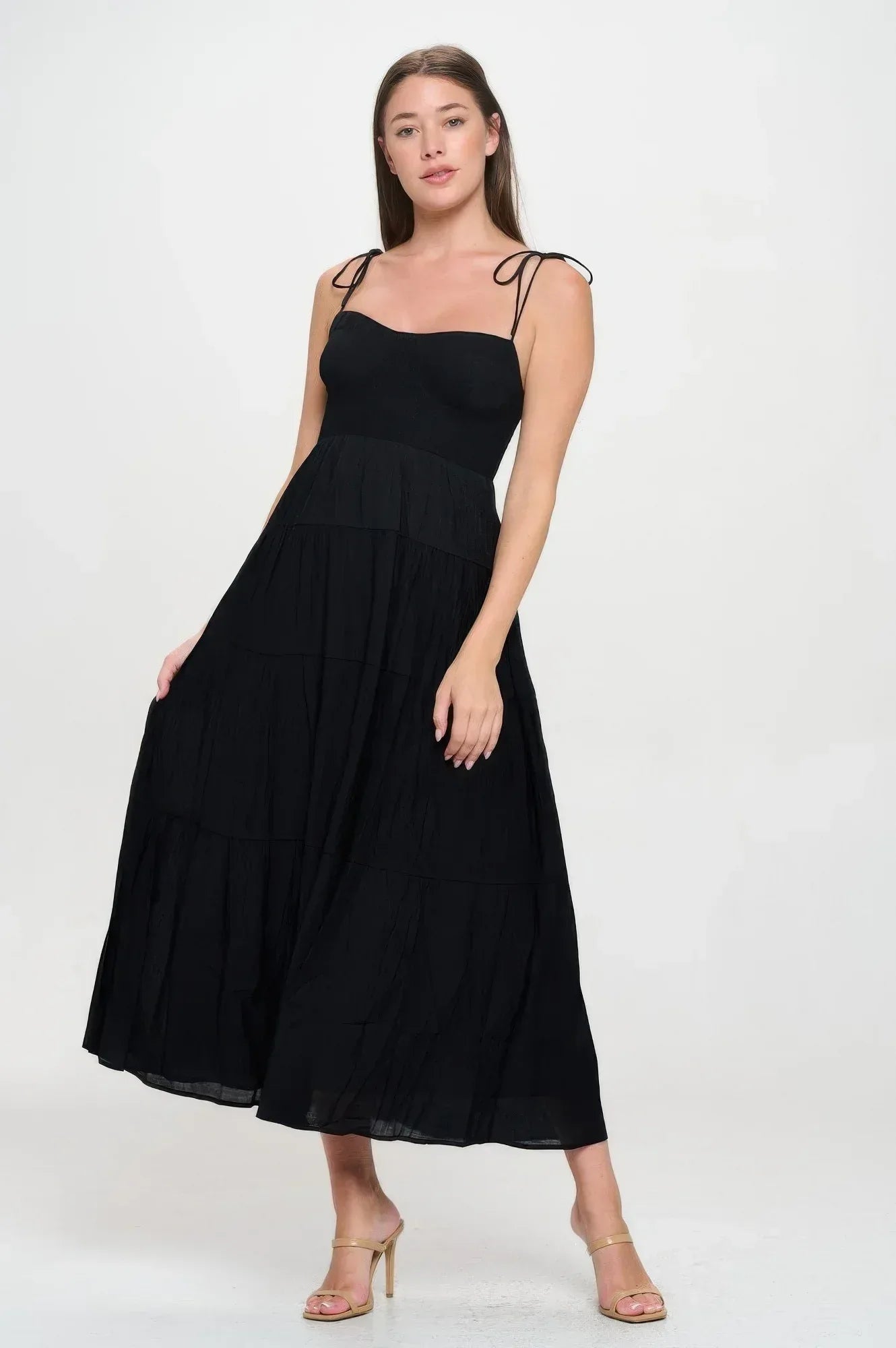 Solid Smocked Ruffle Maxi Dress Secondary image