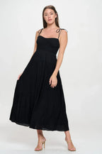 Solid Smocked Ruffle Maxi Dress | Mixtshop LLC