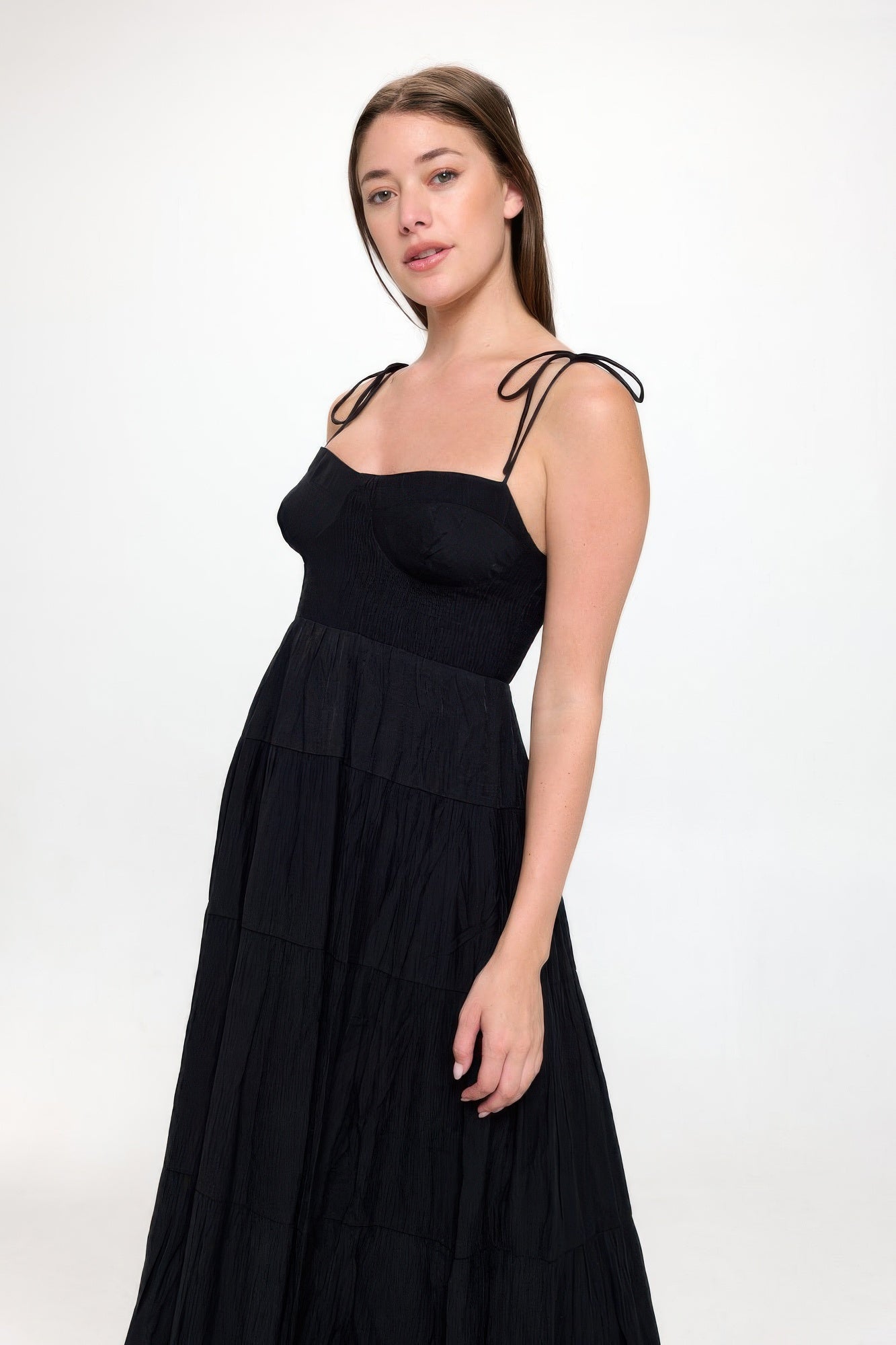 Solid Smocked Ruffle Maxi Dress | Mixtshop LLC