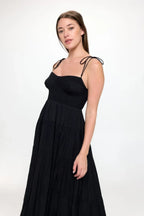 Solid Smocked Ruffle Maxi Dress | Mixtshop LLC